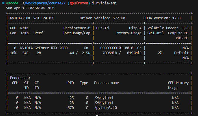 nvidia-smi output